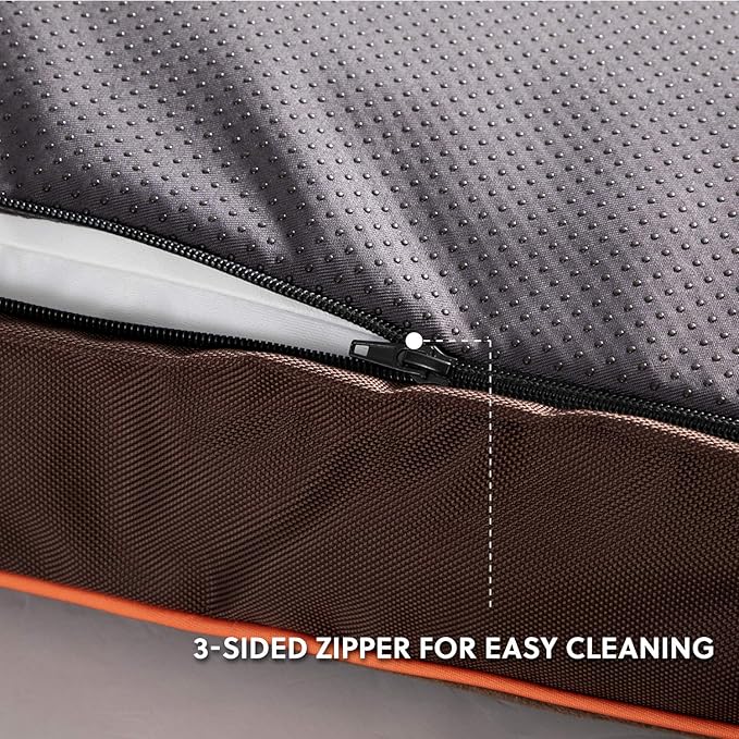 Bedsure Washable Dog Beds Large Sized Dog - 3 Inch Thicken Up to 80lbs Pet Mat Pillows with Removable Washable Cover, Brown