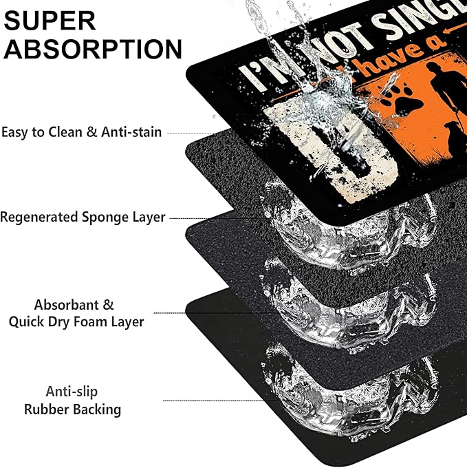 Not Single Dog Pet Cat Dog Food Mat-Absorbent Quick Dry Feeding Placemat for Water and Food, No Stains Rubber Base Mat for Indoor Use, Pet Accessories 16"x24"