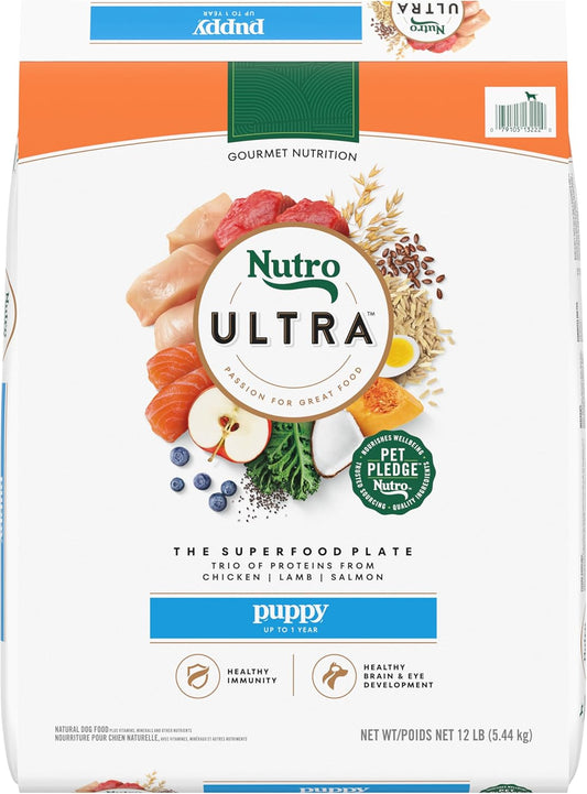 Nutro Ultra High Protein Dry Puppy Food, Trio of Proteins from Chicken, Lamb and Salmon, 12 lb Bag