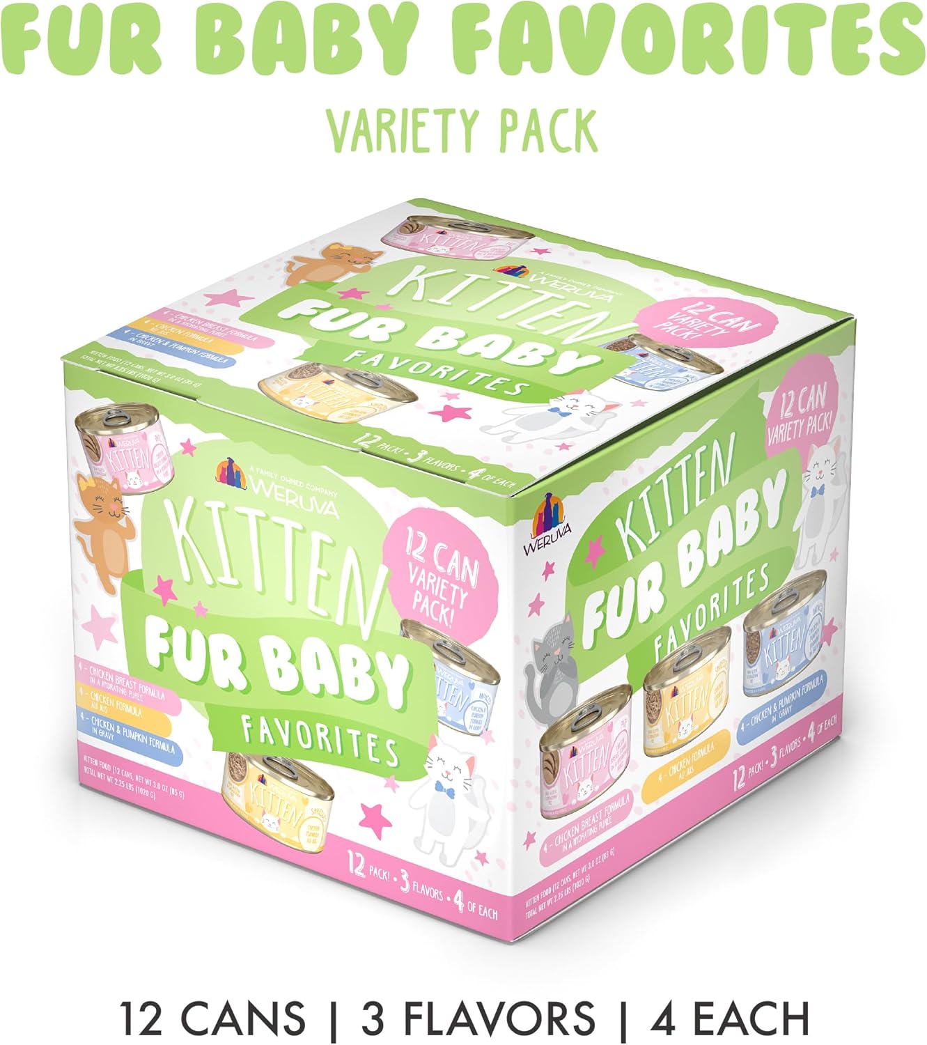 Weruva Kitten, Fur Baby Favorites Variety Pack, 3oz Can (Pack of 12)