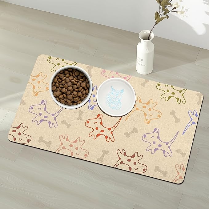 Pet Feeding Mat for Floors Waterproof Dog Mat for Food and Water Absorbent Quick Dry Non Slip mat for Cat Bowls
