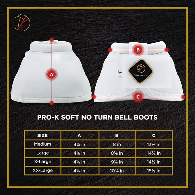 Kavallerie PRO-K Soft No Turn Bell Boots Ultimate Hoof Protection, with Anti-Spin Fastening System, Durable & Prevents Overreaching