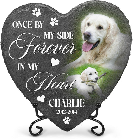 Dog Stones Memorial Personalized Pet Loss Gifts Dog Memorial | Pet Remembrance Stone for Furry Companion Passed Away | Cat Memory Stone Outdoor with Photo | Best Thoughtful Gift for Pets Loss
