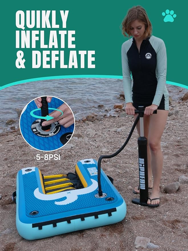 Niphean Dog Pool Ramp(Full-Coverage Non-Slip Deck),Stable Pup Plank with High Weight Capacity,Inflatable Dog Ramp for Pool,Boat,or Lake Use,Safe & Durable Design for Large Pets to Easy Water Access