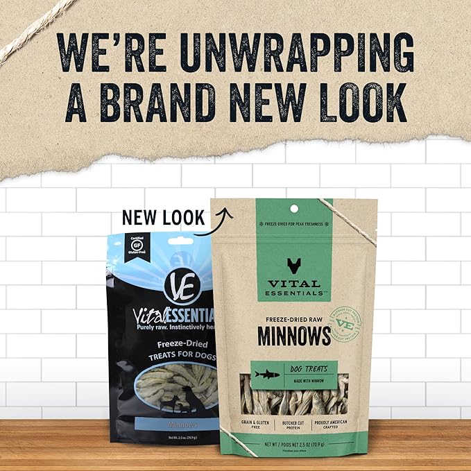 Vital Essentials Minnows Dog Treats, 2.5 oz | Freeze-Dried Raw | Single Ingredient | Premium Quality High Protein Training Treats | Grain Free, Gluten Free, Filler Free