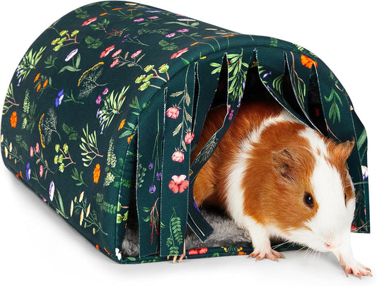 Guinea Pig Hideout Washable Guinea Pigs Tunnel with Curtains Hamster Hideout Cozy Guinea Piggy House Fit for Guinea Pig Cages Soft Guinea Pigs Accessories for Small Animals Hamster/Chinchilla/Bunny