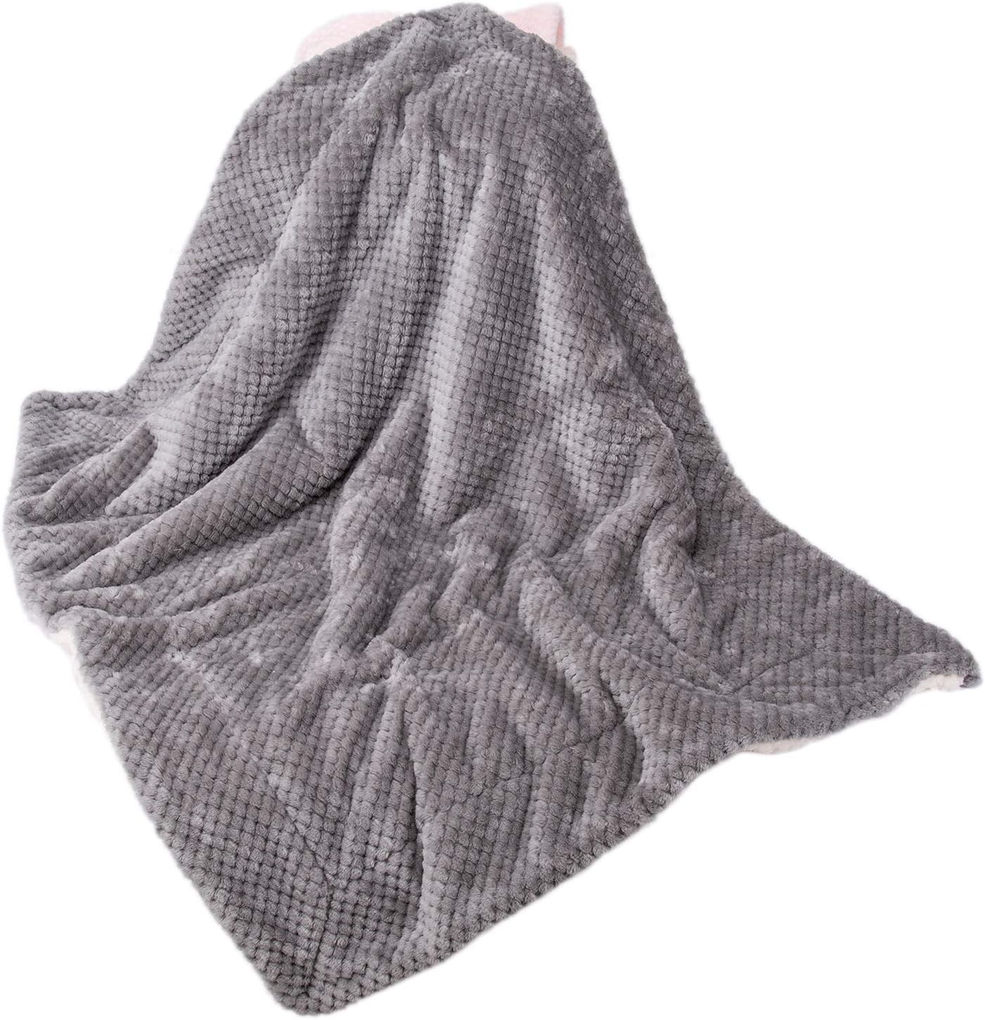 DW-Flint Gray Plush Fleece Receiving Blanket for Dog, Cat, Couch, Sofa, Travel and Outdoor, Camping (32" x 40")