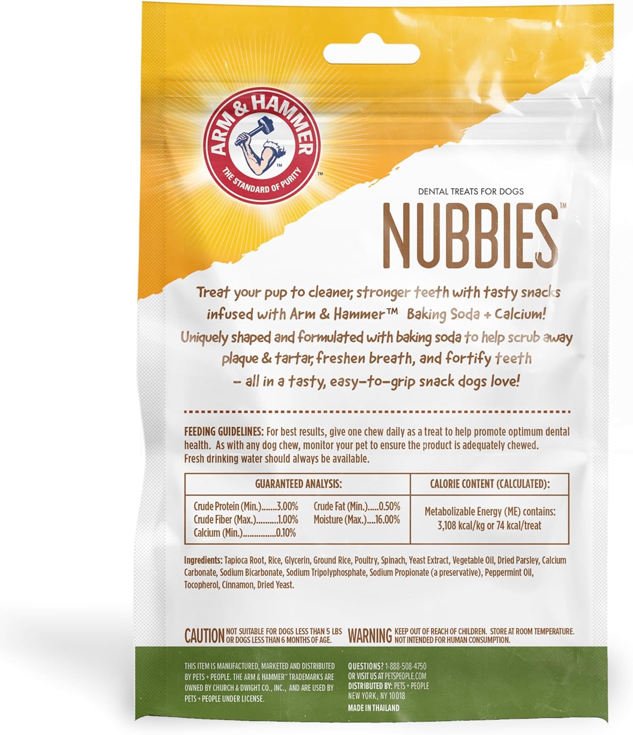 Arm & Hammer for Pets Nubbies Dental Treats for Dogs with Baking Soda and Calcium, Treat Chews Help Fight Bad Breath, Plaque & Tartar without Brushing, Peanut Butter, 20 Pcs (Packaging may vary)