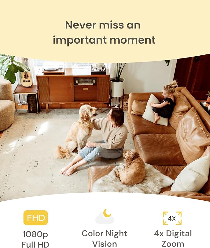 Furbo Mini Pet Camera: Security Cam w/Barking or Meowing Alerts, Cat or Dog Tracking w/Phone App, Smart Home Indoor Monitoring, 2-Way Speaker (Standard Features - No Subscription Required)