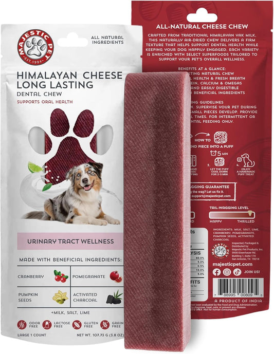 Majestic Pet Himalayan All-Natural Yak Cheese Dog Chews Made with 100% Cows Milk- Long Lasting Dental Chew for Dogs - Healthy Pet Treats (Urinary Tract Wellness, Large, 1 Pack)