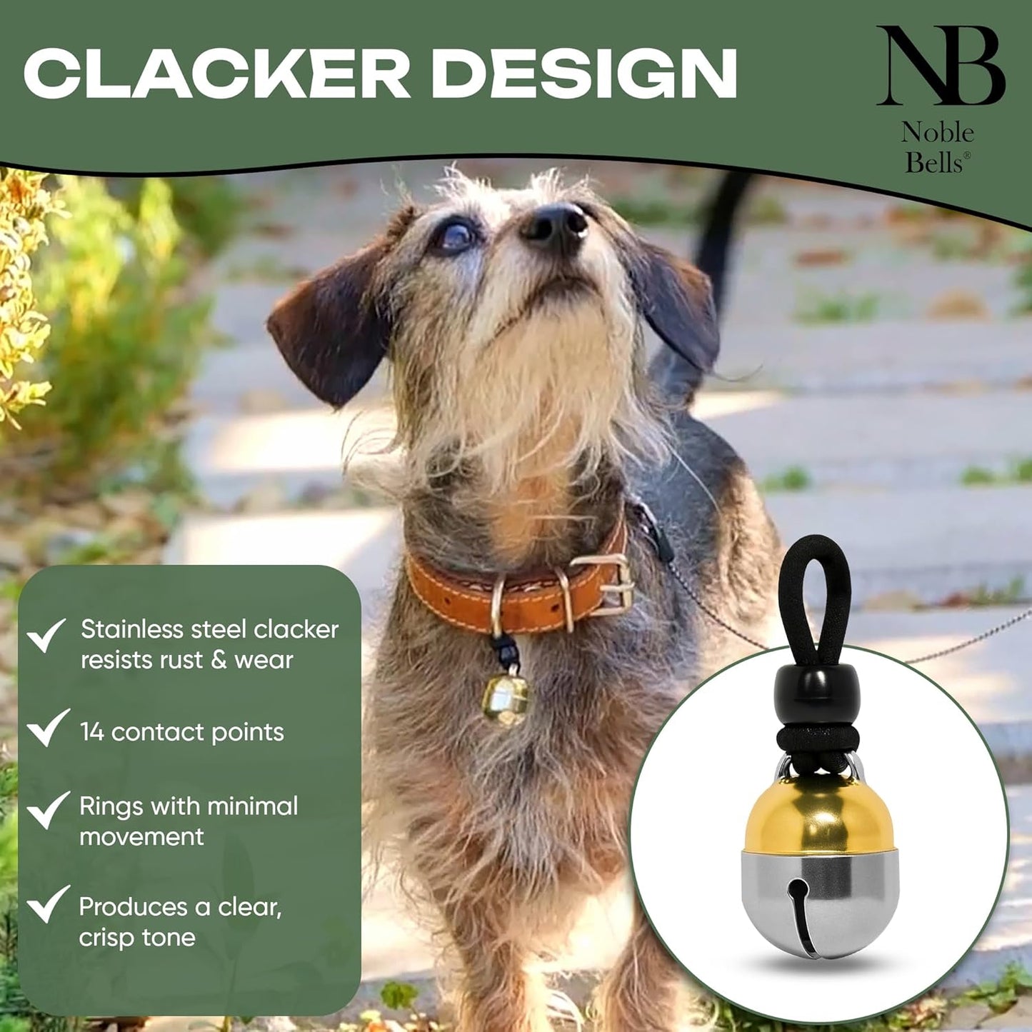 Noble Bells, Pair - Handmade in USA, Extra Loud Collar Bells for Cats and Dogs, Premium Brass and Nickel Silver