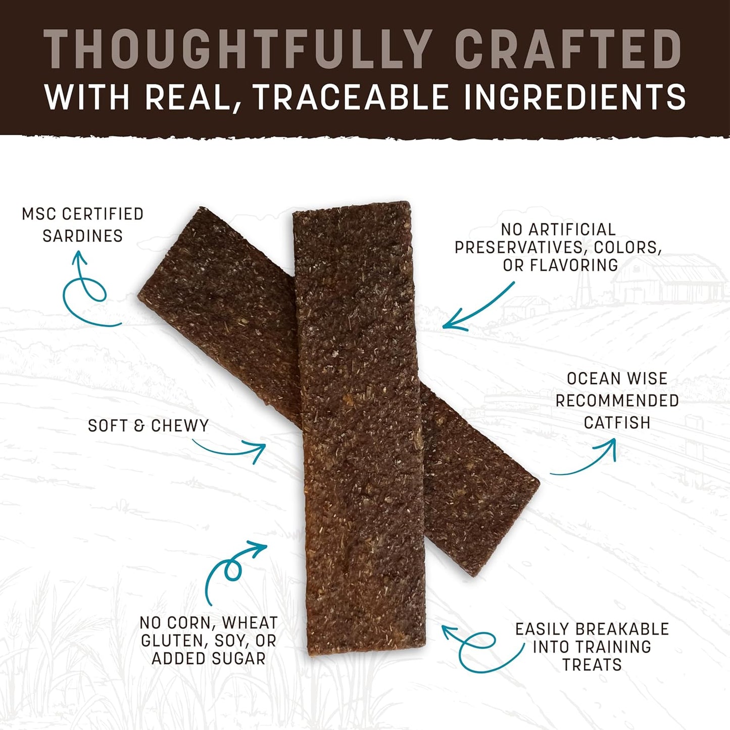 Earth Animal Wisdom Air-Dried Jerky from The Sea Recipe | Dog Treats | Dog Snacks | Premium Natural Fish Jerky Strips | 4 oz |Made in The USA (Pack of 3)