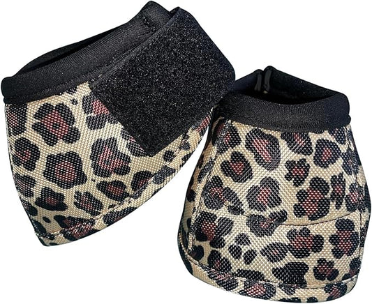 Overreach Bell Boots for Horses | Superb Hoof Protection | Easy Put On Quick Wrap Hook & Loop | Comfortable Durable | Reliable Shock Absorbing 2 Counts (Cheetah, Large)