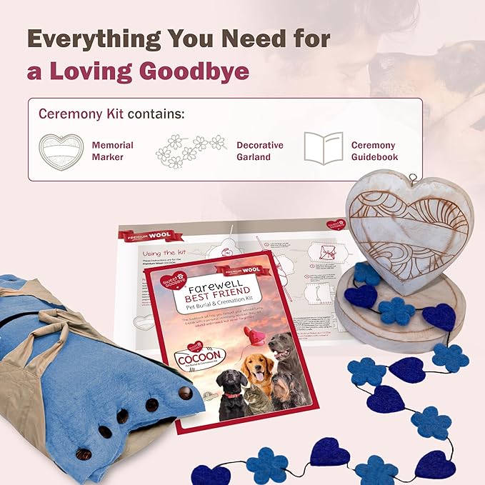 Cocoon® - Eco-Friendly Pet Burial & Cremation Ceremony Kit (Premium Wool) - Casket for Dogs and Cats – Size for Every Breed (Choose Size & Color) (Large, Light Blue)