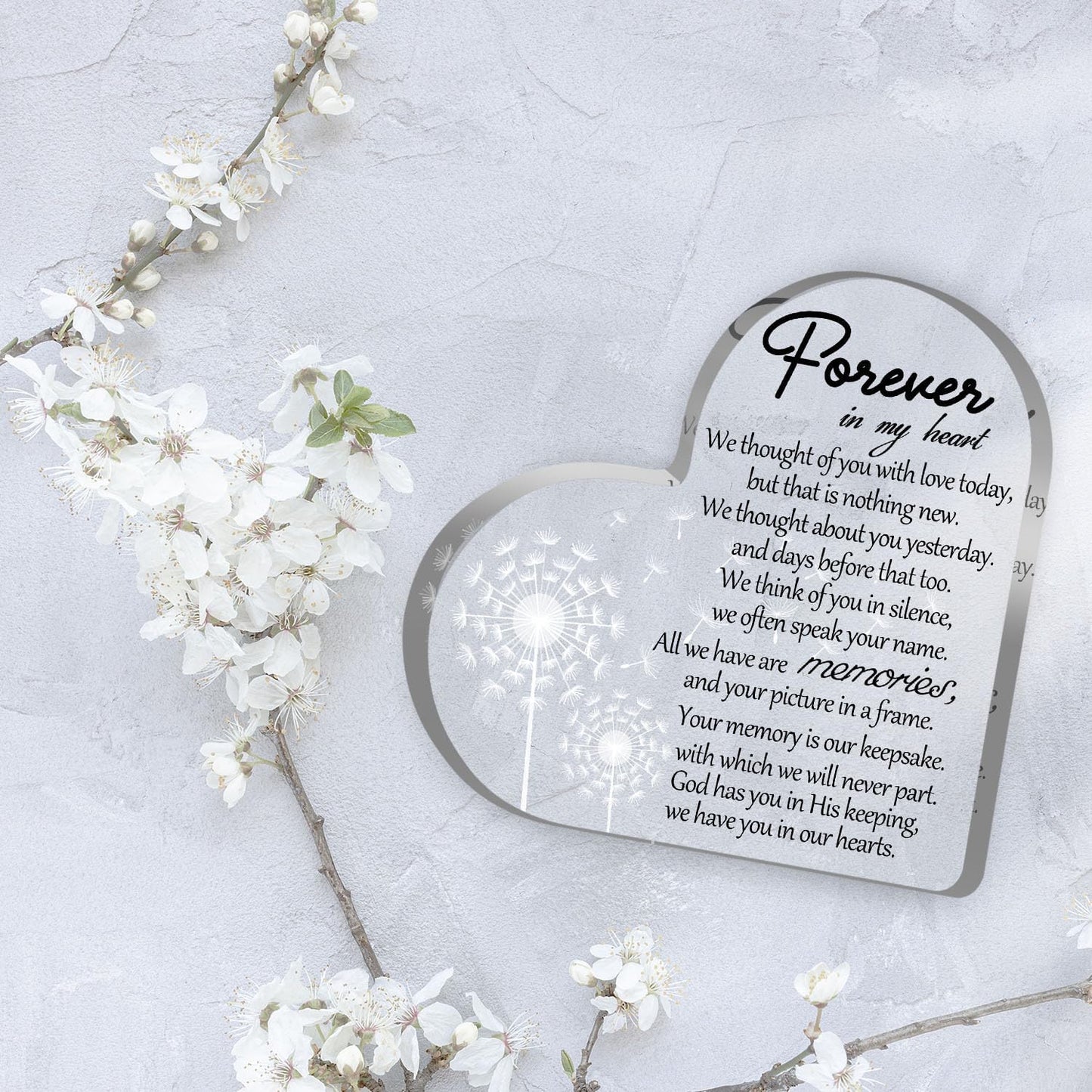 Sympathy Bereavement Gift for Women Men Acrylic Keepsake with Condolence Quotes Memorial Sign Paperweight Desk Decor for Home Remembrance Gift for Loss of Mom Dad