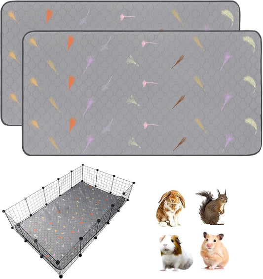 2Pcs Guinea Pig Cage Liners,Guinea Pig Fleece Cage Liners36''X60'' Super Absorbent Washable Pee Pads Reusable for Rabbit Hamster Chinchilla