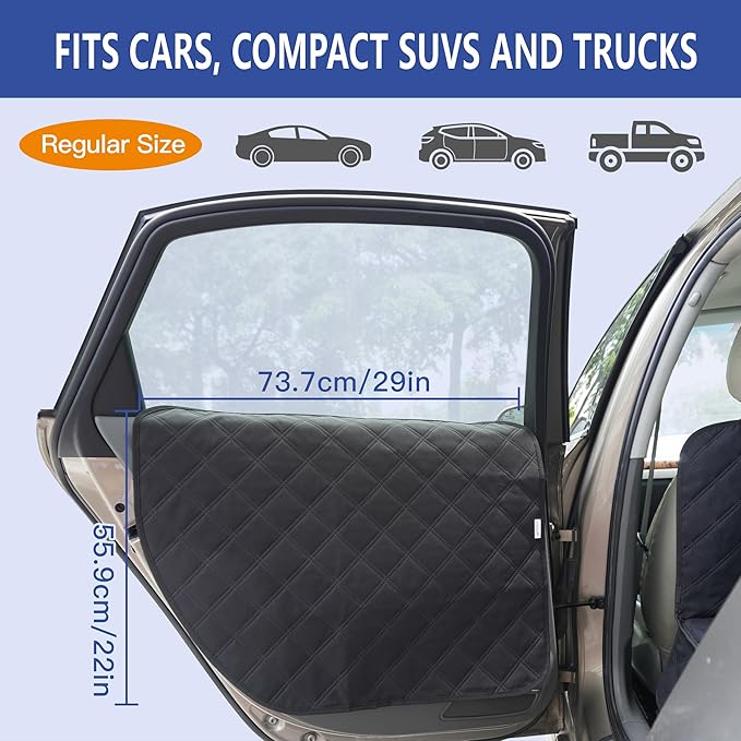 Dog Car Door Protector – Anti-Scratch/Stain-Resistant, Window-Roll-Compatible, No Tint Damage, 2-Pack, Secure Fit for Car/SUV/Truck