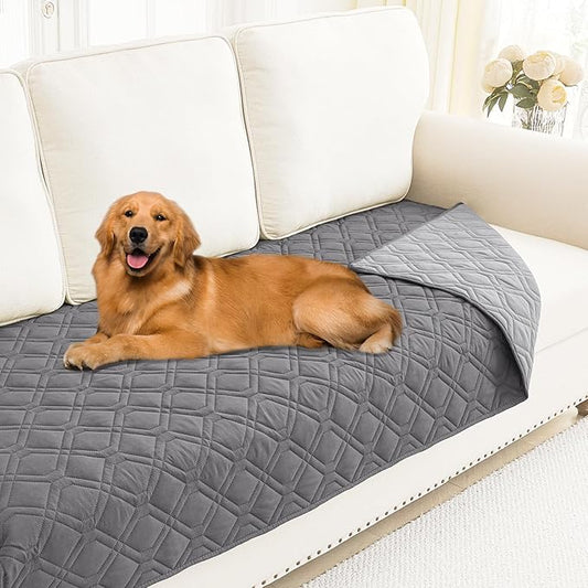 Smiry Waterproof Dog Blanket, 30x70 Inch Soft Pet Bed Cover Reversible, Washable Sofa Couch Furniture Protector for Small Medium Large Dog Puppy Cat, Grey/Light Grey