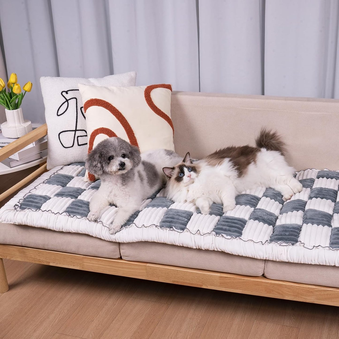 Dog Couch Cover Protector, Dog Bed Mat for Couch Washable Pet Bed Cover, Large Dog Blanket Pet Friendly Sofa Cover, Blue-Grey, 27 * 82 ''