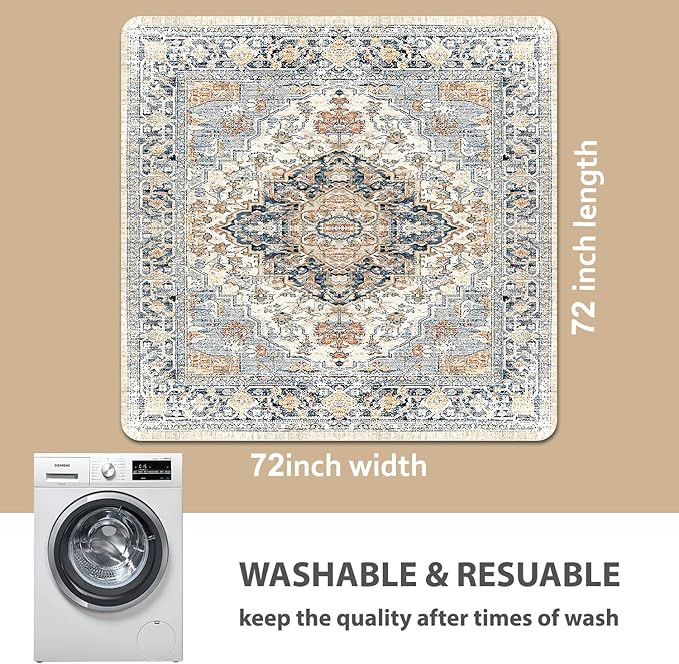 nunubaby 2PACK Washable Pee Pads for Dogs, Stylish, Non-Slip and Leak-Proof Pee Pads. Reusable Potty Pads for Dogs for Crates and Floors.(Beige/Multi, 72" x72")