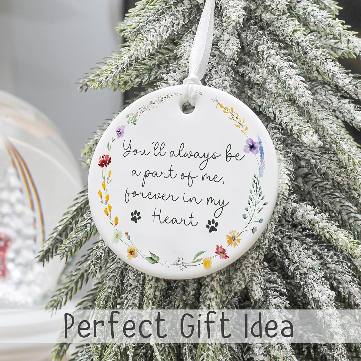 Personalized Wings Memorial Dog Christmas Ornaments - Forever in Our Hearts Acrylic Ornament for Your Loss Pet - Custom Photo, Name, Years (Memorial Cat Ceramic)