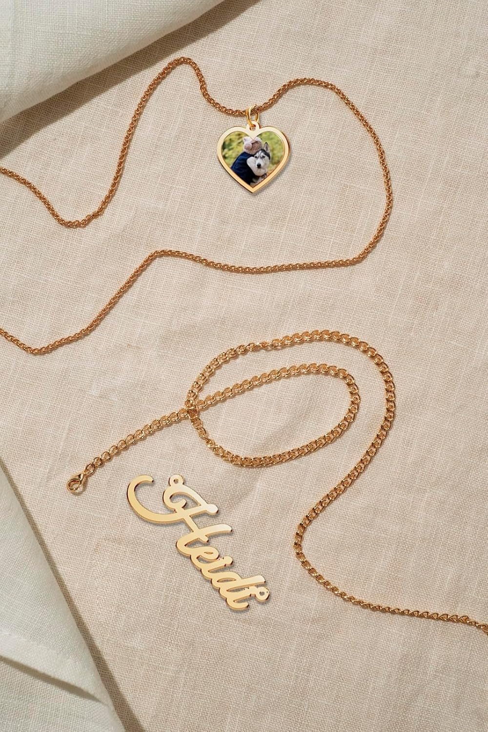 CharmSStory Personalized Photo Necklaces Custom Engraved Name Necklace Memory Keepsake Picture Necklace Pendant Customized Gifts for Women Men