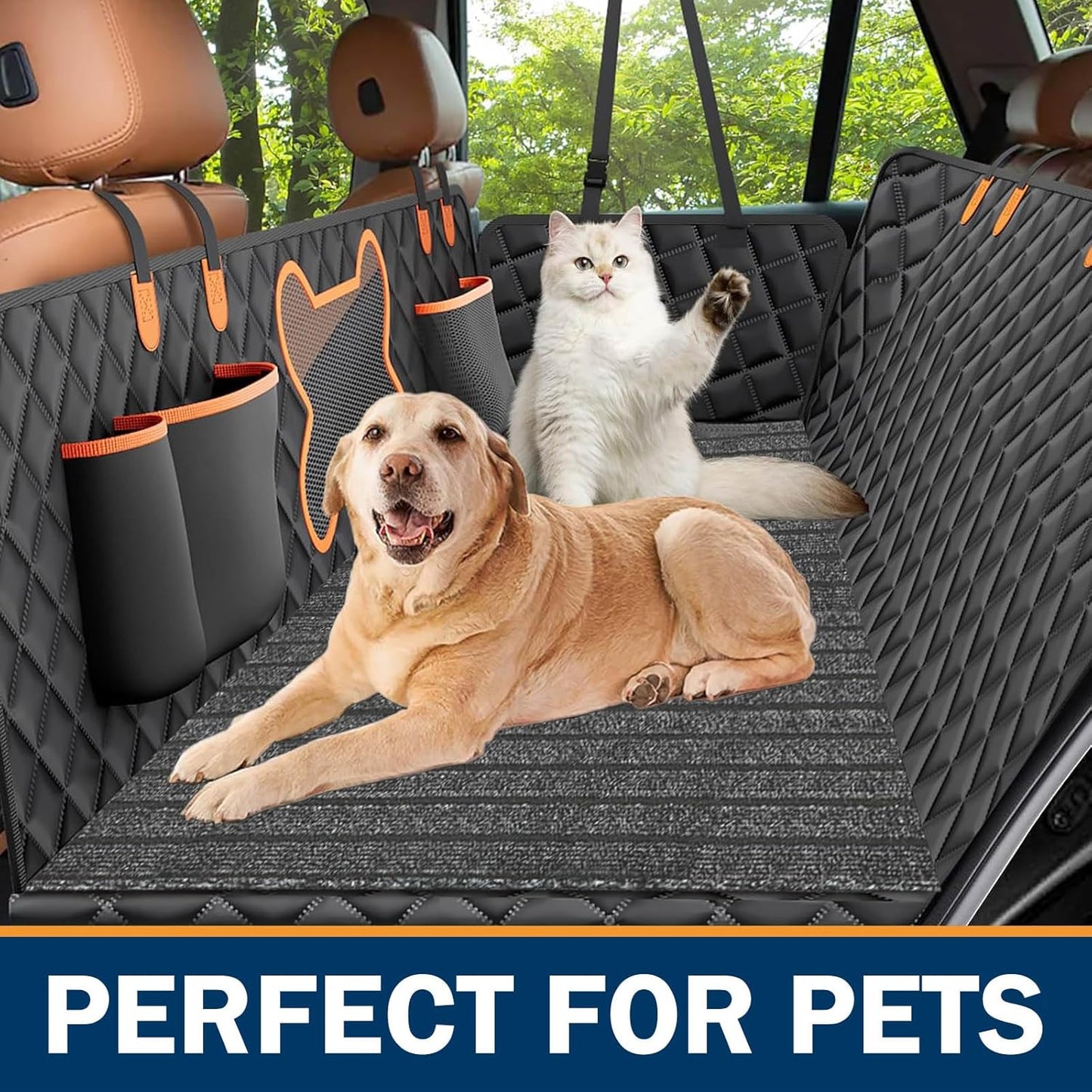 Dog Mat for Back Seat Extender, Non-slip Dogs Rug for Car Back Seat Cover with Hard Bottom, Waterproof Pet Protector Pad Fit Dog Hammock, Pet Backseat Cushion for Car, SUV, Truck. (51" x 24") (L).