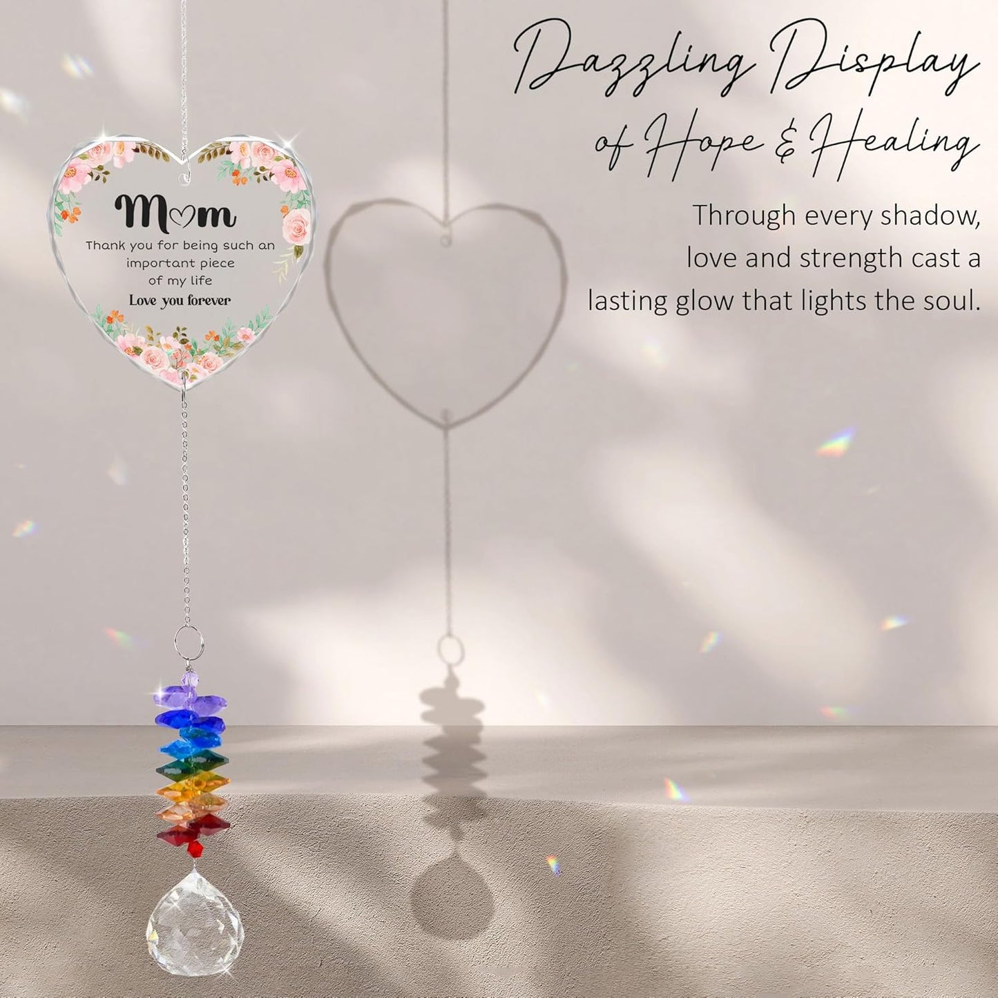 Gifts for Mom - Mom Sun Catcher Crystal Suncatcher Rainbow Maker - Hanging Window Decor - Sentimental Keepsake - Gift for Mother from Daughter Son