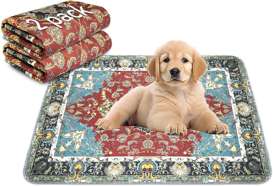 Pee Pads for Dogs Washable, 2 Pack 18'' x24'' Waterproof Non-Slip Puppy Pad with Fast Absorbent, Reusable Rug for Training Travel Whelping Housebreaking Incontinence Crate