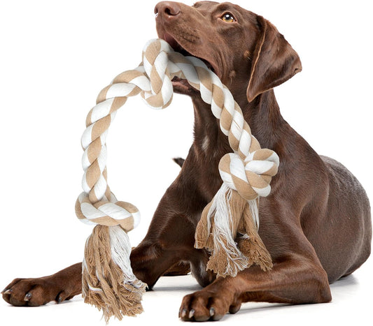 Fida Dog Rope Toys for Large/Medium Aggressive Chewers, Tough Rope Chew Toy,Natural Cotton 3 Knots