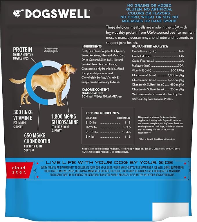 Dogswell Hip & Joint Beef Recipe Meatballs - 14 oz.