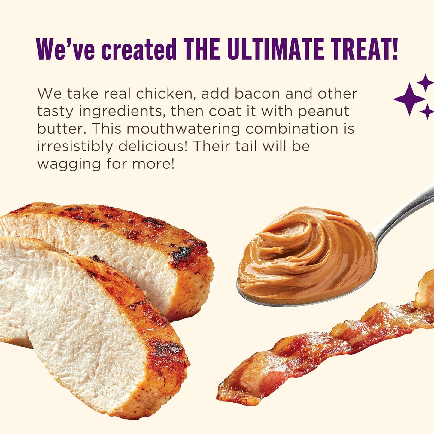 Nutrish Triple Delights Premium Dog Treats for Dogs with Real Chicken, Bacon, and Peanut Butter, 28 oz. Pouch