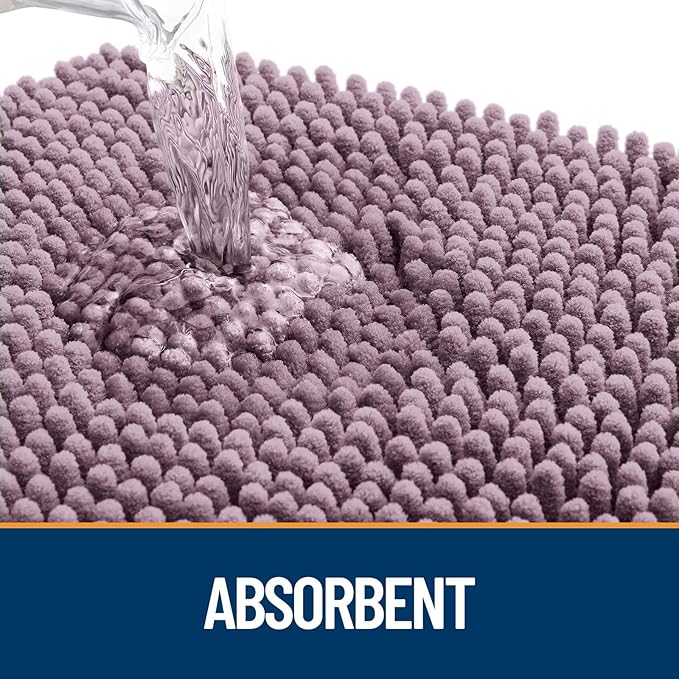 OLANLY Door Mat for Muddy Dog Paws 30x20, Absorbent Chenille Mud Doormat with Paw Print Design, Non-Slip Washable Doormat for Indoor Entryway, Quick-Dry Pet Bed Mats for Dirty Dogs, Deep Plum