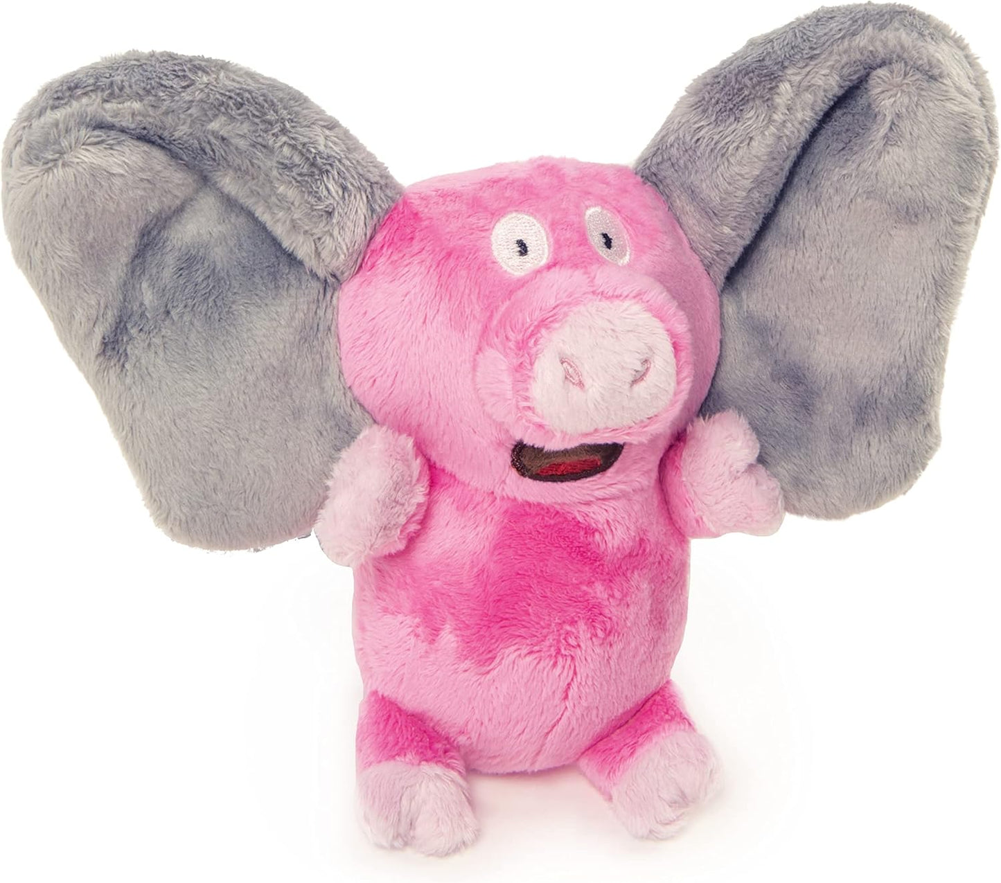 goDog Flips Pig-Elephant Silent Squeak Plush Dog Toy, Chew Guard Technology - Pink, Small