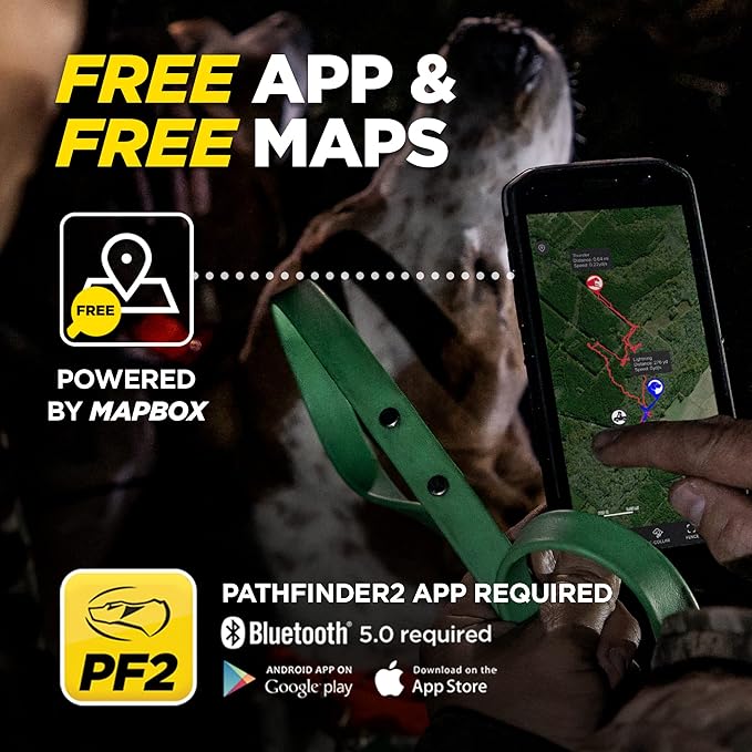 Dogtra Pathfinder 2 GPS Dog Tracker e Collar 9 Mile Long Range LED Light No Monthly fees Free App Waterproof Smartwatch Control Satellite Real Time Tracking Multiple Dogs Smartphone Required