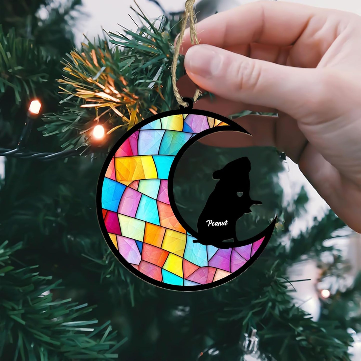 Personalized Hamster Memorial Suncatcher/Ornament - Custom Loss Guinea Pig Bereavement Ornaments, Pet Mouse Stained Glass Light Catcher Sympathy Gift, Pet Remembrance Keepsake Memory Window Hangings