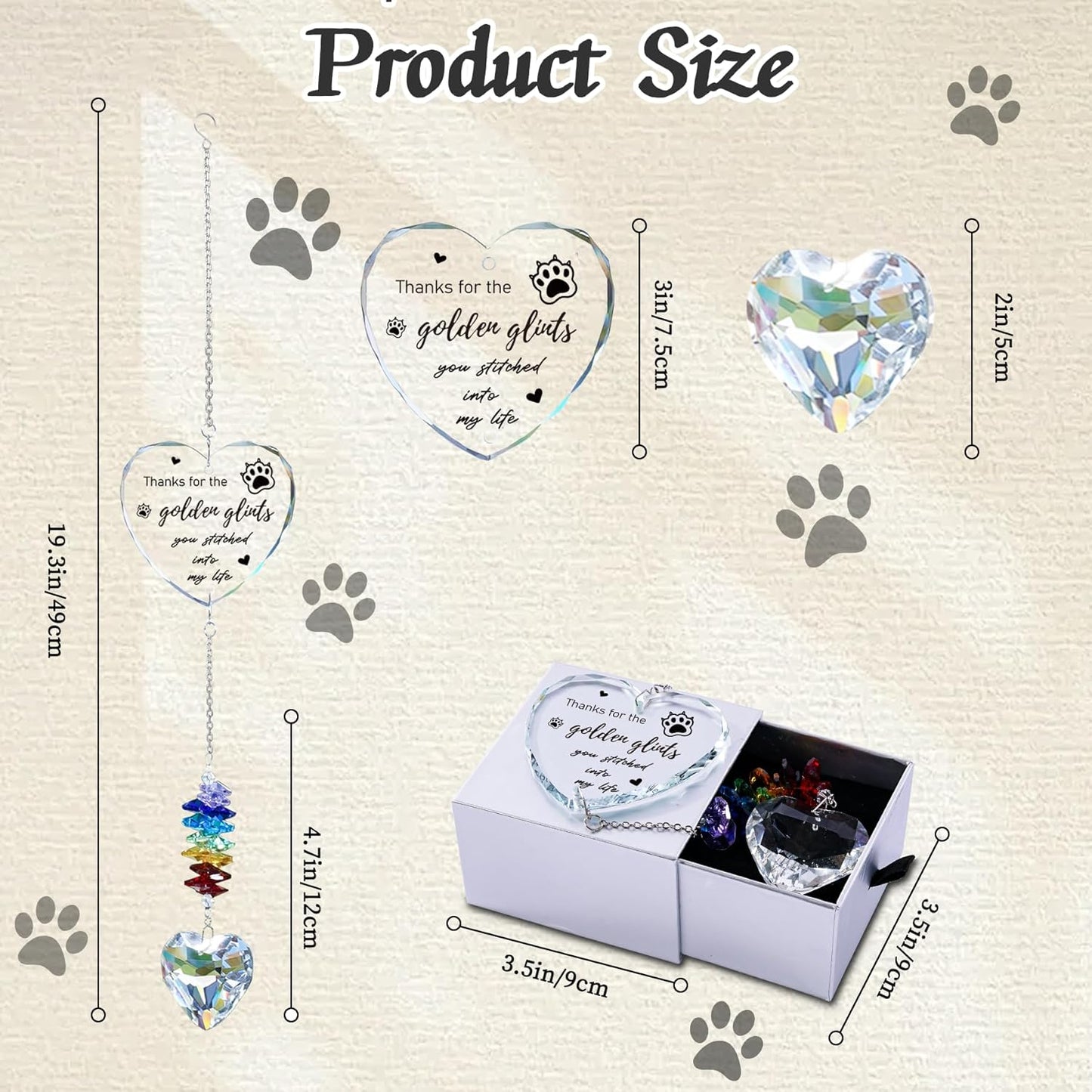 Dog Memorial Gifts for Loss of Dog, Pet Memorial Suncatcher, Pet Sympathy Gifts, Heart Shaped Suncatcher with Personalized Words, Remembrance Bereavement Gift for Loss of Dogs Cats