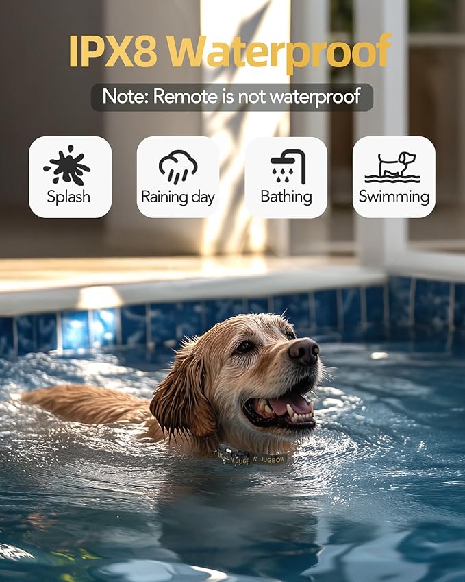 Jugbow Dog Shock Collar - 3/4 Mile Dog Training Collar with Remote for Large Medium Small Dogs, Rechargeable IPX8 Waterproof E-Collar with 3 Training Modes, LED Light & Security Lock (Black)