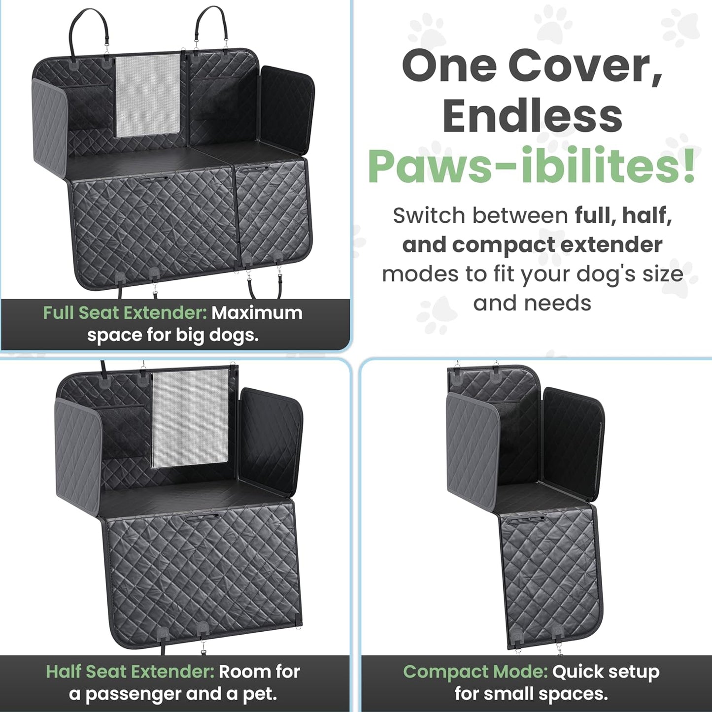 Dog Car Seat Cover for Back Seat Half or Full - 3-Way Backseat Dog Hammock for Car Hard Bottom & Anti-Slip with Safety Seatbelts, Bowl - 63.8x52.7 Pet Backseat Cover for SUV, Sedans, Trucks