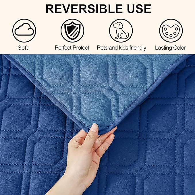 Smiry Waterproof Dog Blanket, 40x50 Inch Soft Pet Bed Cover Reversible, Washable Sofa Couch Furniture Protector for Small Medium Large Dog Puppy Cat, Navy/Blue