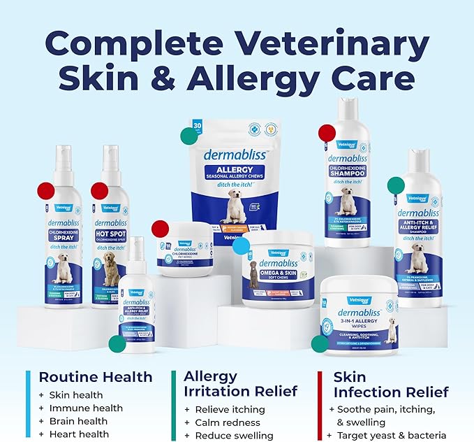 Vetnique Dermabliss Hot Spot Treatment for Dogs - Antiseptic Medicated Chlorhexidine Spray - Vet Recommended for Skin Infections, Hot Spots & Irritation (Hot Spot Spray, 8oz)