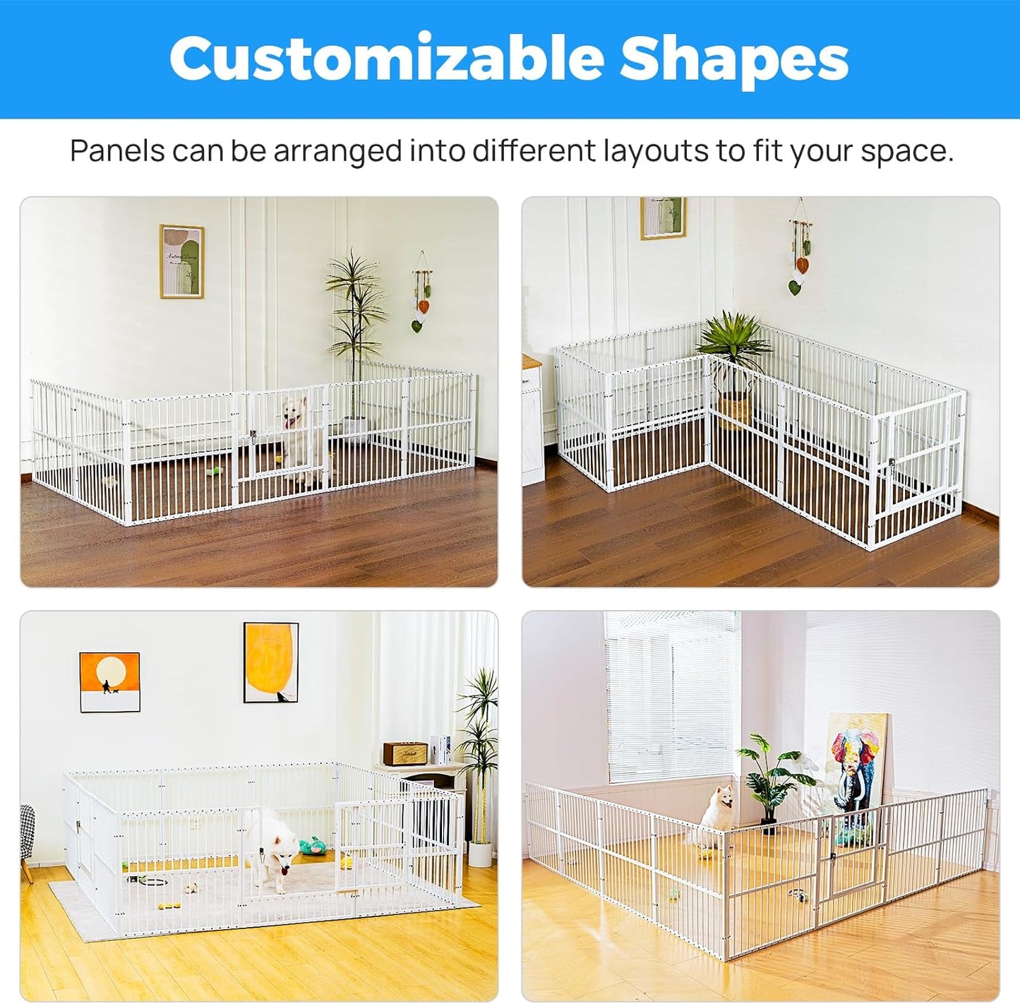 Dog Playpen - 32" Height Dog Pen, Heavy Duty Puppy Pen with Door, Safe & Sturdy, Easy Assemble for Indoor/Outdoor Pet Playpen (12 Panels with Door, White)