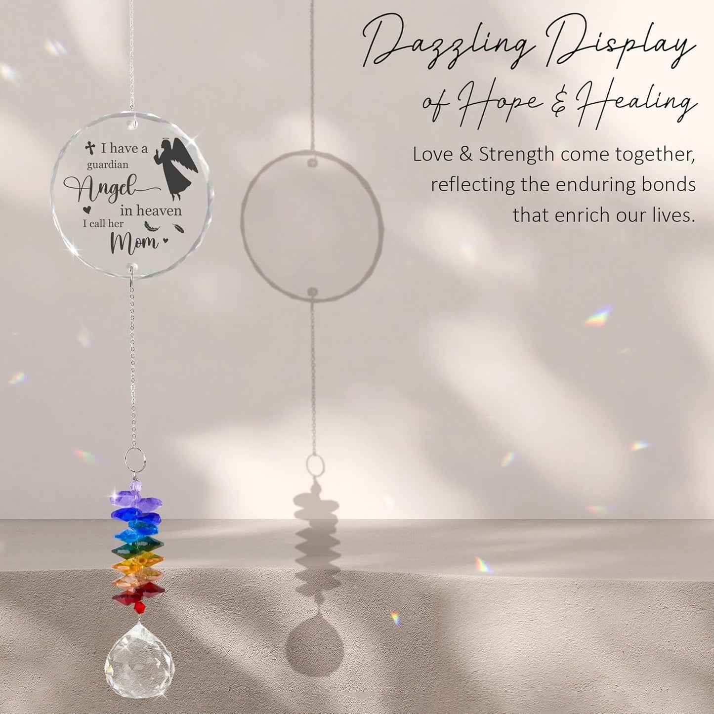 Memorial Suncatcher - Mom Sympathy Mother Loss Sympathy Gift - Rainbow Crystal Prism - Bereavement Keepsake - Mother Tribute Gift - Daily Remembrance