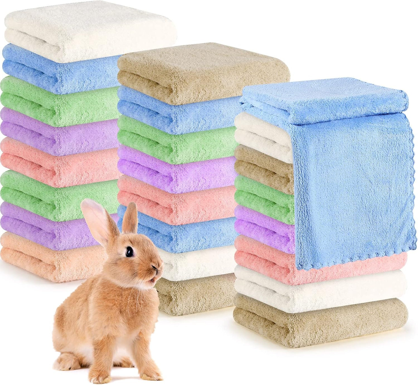 24 Pcs Guinea Pig Fleece Bedding Blankets Bulk Washable Small Animal Fleece Cage Liners Pet Wash Cloth Sleeping Mat Cover for Hamster Chinchilla Rabbit Hedgehog(13.8 x 29.5 Inch,Multicolor)