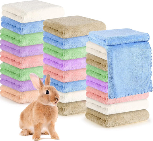 24 Pcs Guinea Pig Fleece Bedding Blankets Bulk Washable Small Animal Fleece Cage Liners Pet Wash Cloth Sleeping Mat Cover for Hamster Chinchilla Rabbit Hedgehog(13.8 x 29.5 Inch,Multicolor)
