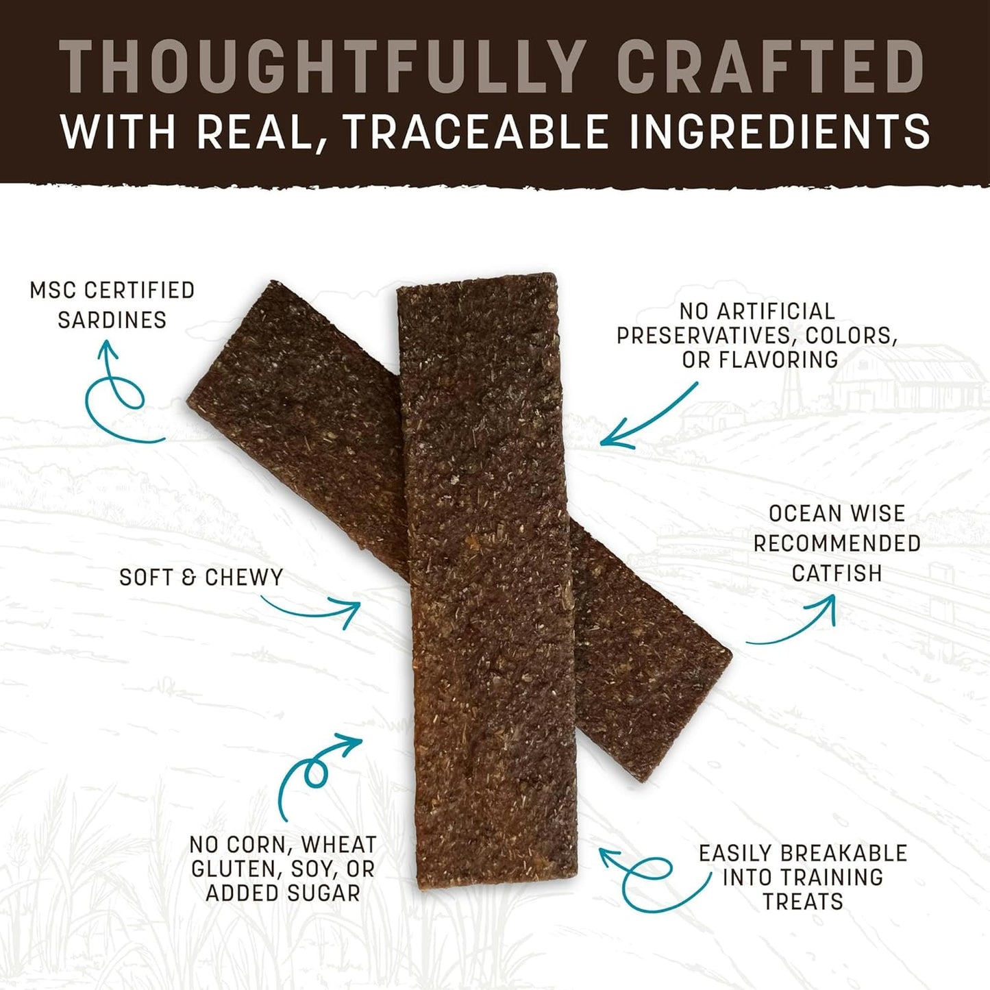 Earth Animal Wisdom Air-Dried Jerky from The Sea Recipe | Dog Treats | Dog Snacks | Premium Natural Fish Jerky Strips | 4 oz |Made in The USA (Pack of 1)