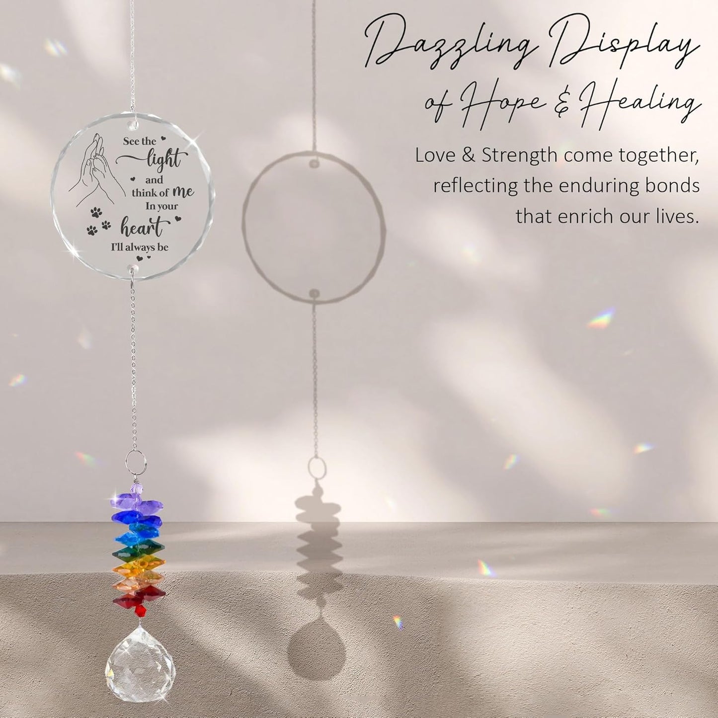 Pet Memorial Suncatcher - Dog Cat Loss Sympathy Gift - Rainbow Crystal Prism - Bereavement Keepsake - Pet Lover Gift - Daily Remembrance - Suncatcher Ornament