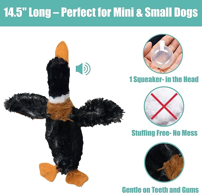 SPOT Skinneeez Mini Mallard Duck 13 Inch Stuffing-Free Plush Squeaky Dog Toy – Soft Interactive Toy for Small and Medium Dogs – Mess-Free Play for Light & Moderate Chewers – Assorted Styles