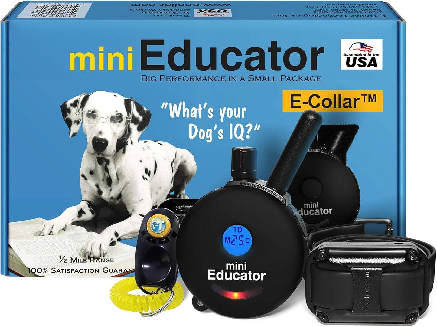 Educator - ET-300 Black - Ecollar Dog Training Collar with Remote Control - 1/2 Mile Range, Waterproof, Rechargeable, 100 Training Stimulation Levels, Vibration and Tone W/PetsTEK Training Clicker