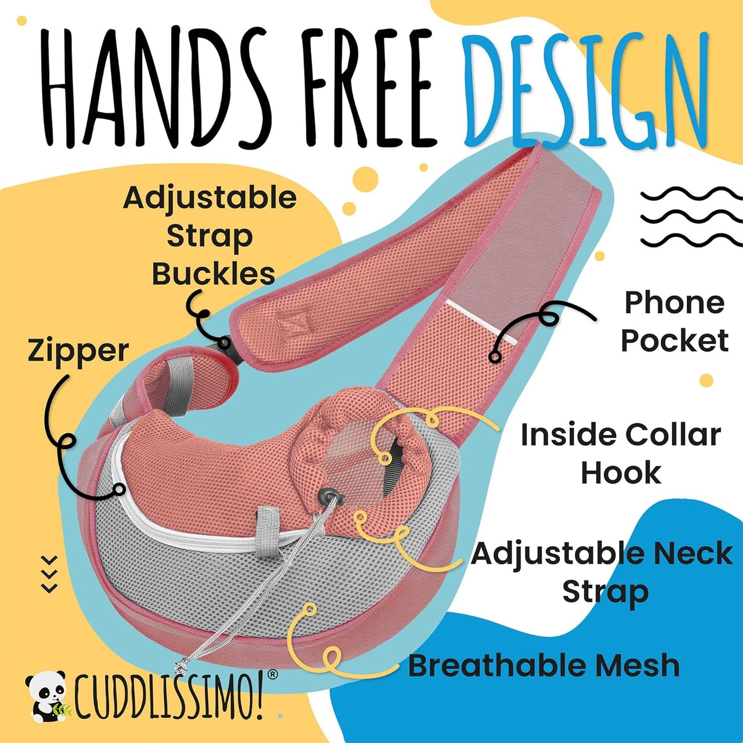 Pet Sling Carrier - Carefully Sized for Teacup & Toy Breed Puppies & Cats (Under 6lb) - Soft Pouch for Small Dogs, Yorkies, Chihuahuas - Ideal for Hands-Free Travel & Walks (Red)